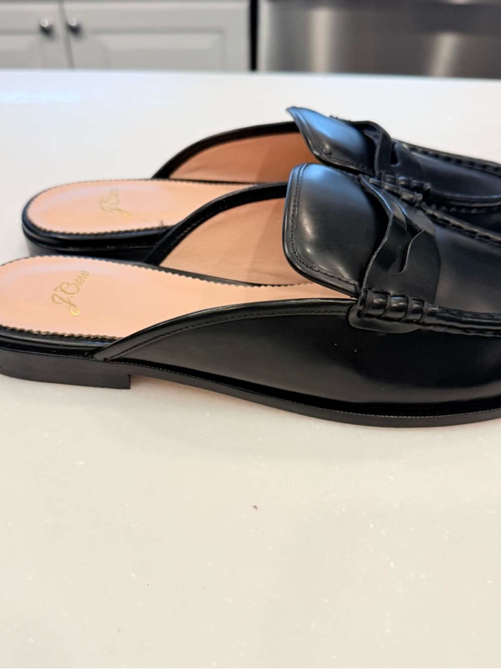 J. Crew Black Leather Backless Loafers - Picture 6 of 13